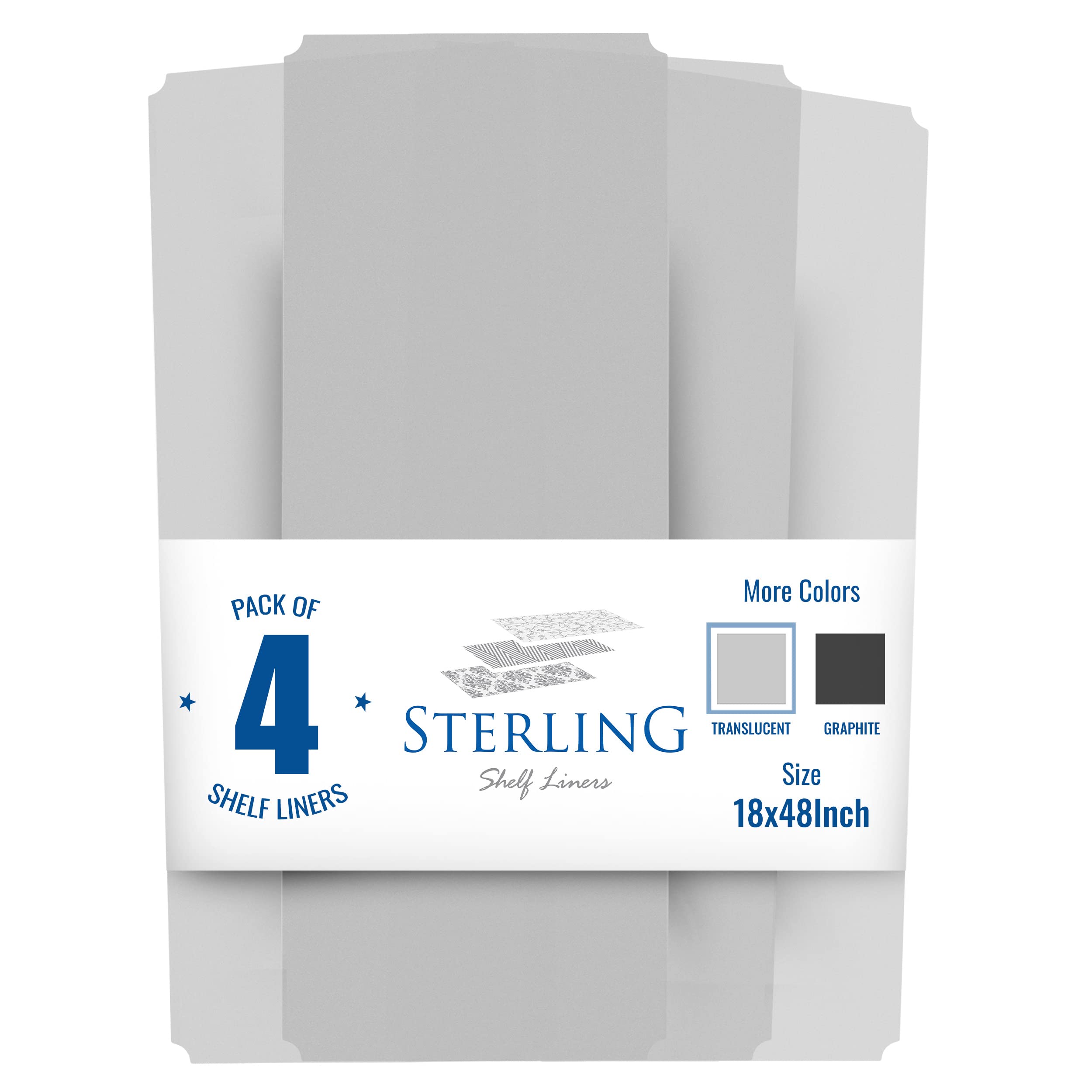 Sterling Shelf Liners for Wire Shelf System - Plastic Wire Shelving Shelf Mats - Clear, 24x48 Inch 4pcs