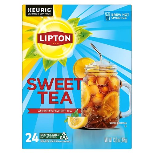 Lipton Southern Sweet Black Tea K-Cup Pods - 24-Count Iced Tea for Keurig | Rainforest Alliance Certified, Real Tea Leaves