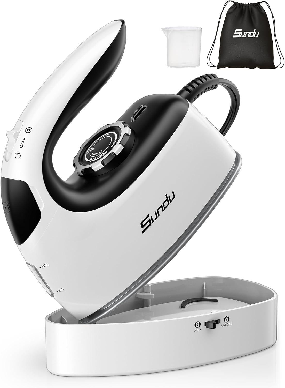 Sundu Mini Travel Iron - 1000W Portable Steam Iron with Non-Stick Soleplate | 90ml Water Tank, Digital Control