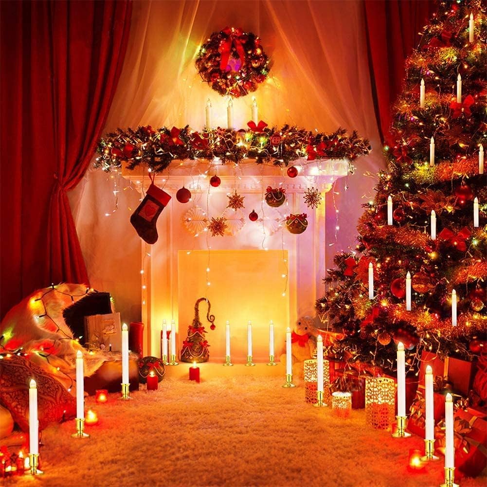 YAUNGEL Flameless Taper Candles - 6 Pack Battery Operated Christmas Window Lights with Timer & Remote