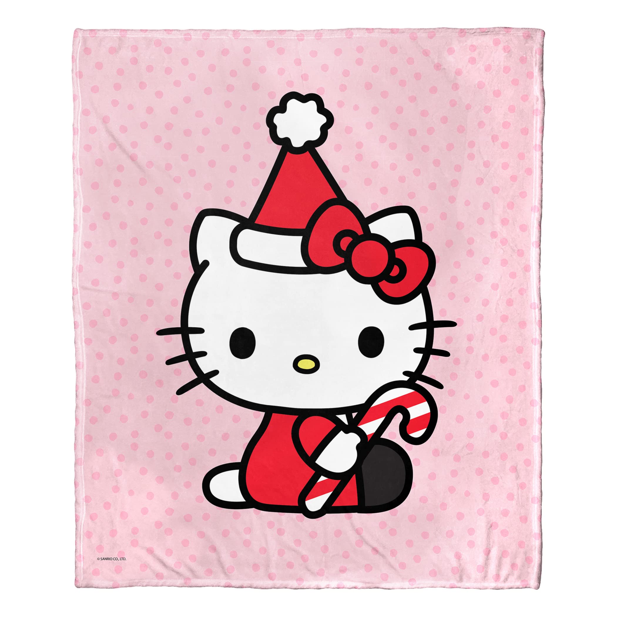 Northwest Hello Kitty Silk Touch Throw Blanket, 50" x 60", Candy Cane