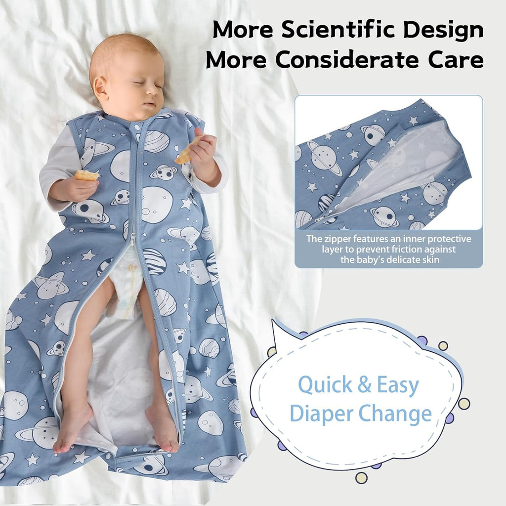 Skiennix Baby Sleep Sack - 100% Cotton Wearable Blanket | 0.5 TOG, 2-Way Zipper, 12-18 Months, 3 Pack