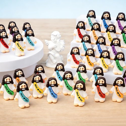 Mini Jesus Figures Bulk, 105PCS Little Baby Jesus Figurines for Christian Easter Basket Egg Stuffers & Bag Fillers, Samll Religious Party Favors Gifts for Hide and Seek School Sunday & Church Baptism