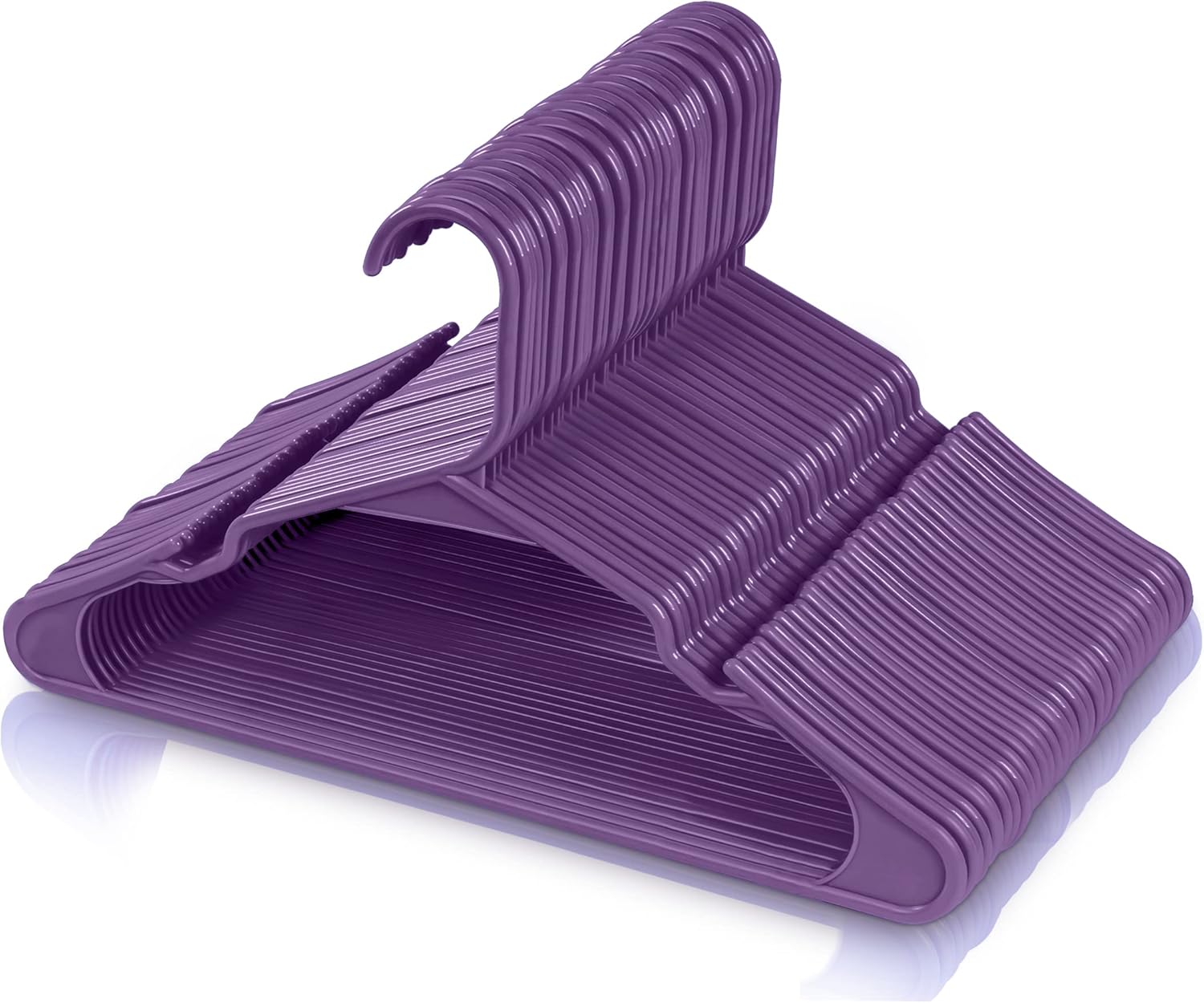 Utopia Home Plastic Hangers 100 Pack - Durable Space-Saving Clothes Hangers - Purple Closet Organizers