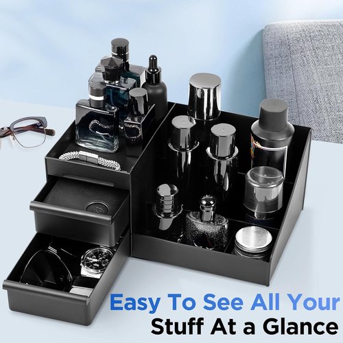 **Skiennix Men's Cologne and Perfume Organizer - Stylish Bathroom Countertop Storage | Perfect Gift for Him**