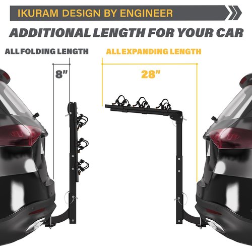 3 Bike Rack Bicycle Carrier Racks Hitch Mount Double Foldable Rack for Cars Truck SUV Fits 2" Hitch Receiver, Including Anti-Rattle Hitch Tightener