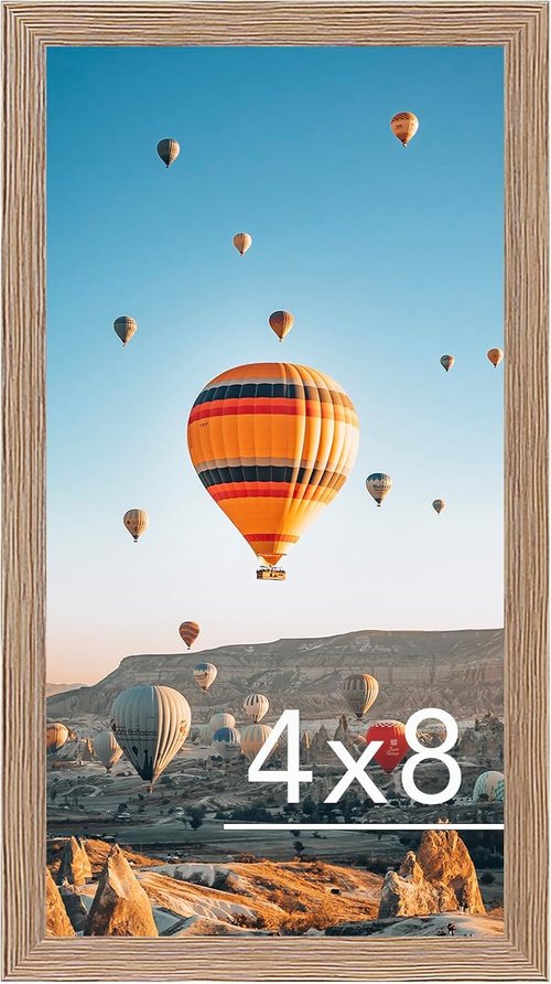 JCJMY 4x8 Picture Frame - Rustic Brown Wall Mounting & Tabletop Display | Shatter Resistant Plexiglass