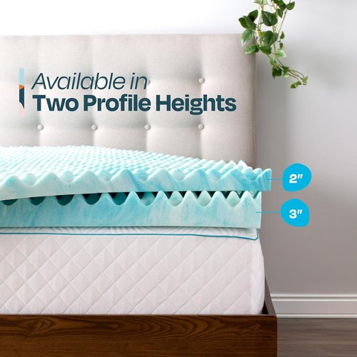 Linenspa Gel Memory Foam Mattress Topper - 2 Inch Egg Crate Design for Dual Comfort - California King
