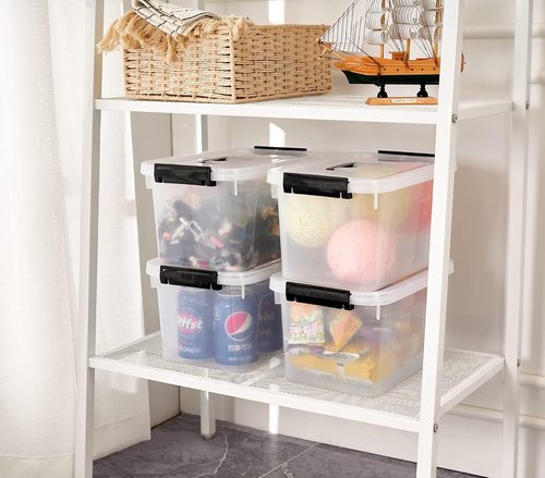 Clear Storage Latch Box by Sterilite - 6 Quart Plastic Containers with Lids | 6-Pack Set