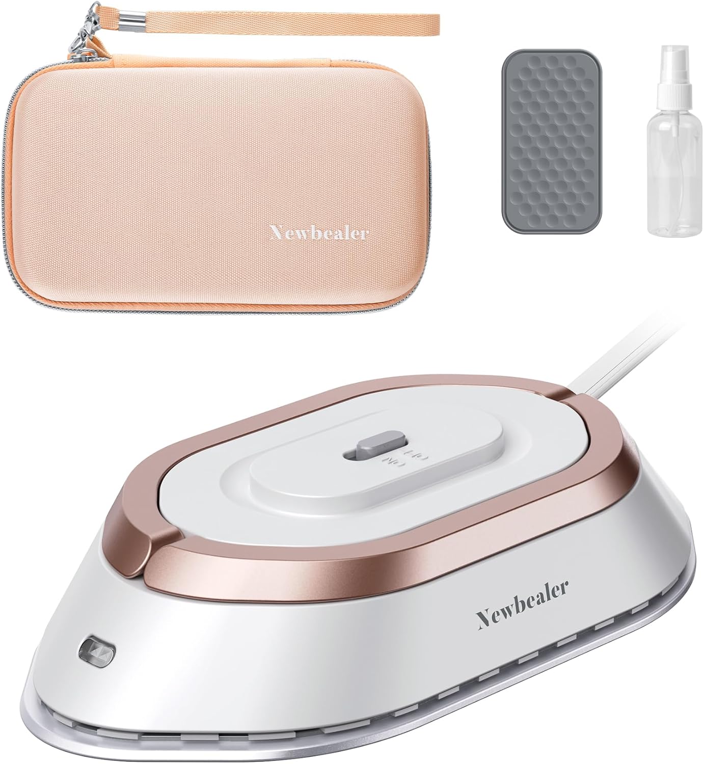 Newbealer Travel Iron - Mini Dry Iron with Global Voltage, 100-240V, 300W, Non-Stick Soleplate (Gold)