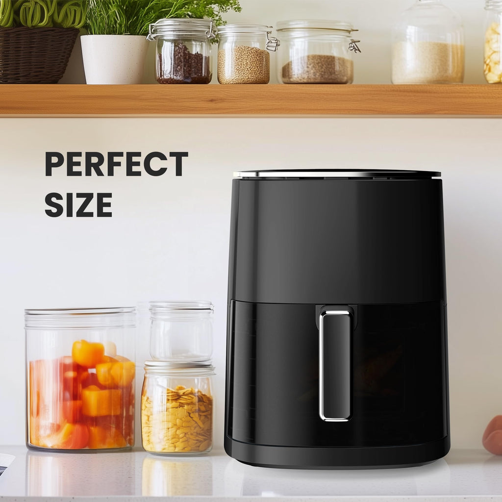 NEWBULIG Air Fryer, 6QT Square Airfryer with Visual Window, 400℉ Fast Heating Air Fryers Oven with Timer, Auto-Off, Non Toxic & Non Stick, Multiple 12 Modes for Roast, Bake, Dehydrate, Fry, Reheat
