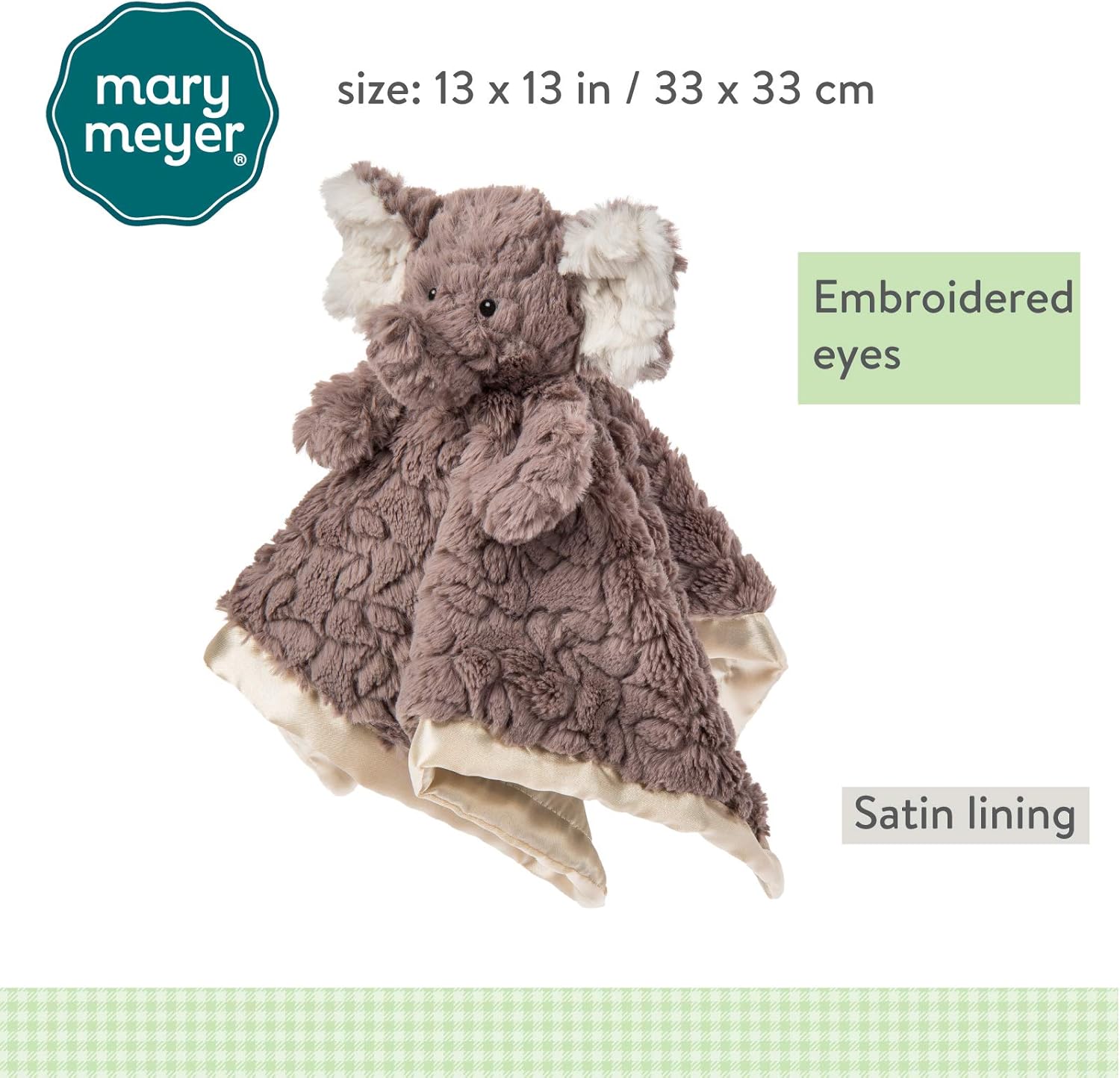 Mary Meyer Baby Lovey - Soft Elephant Security Blanket & Stuffed Animal Toy | 13 x 13 Inches