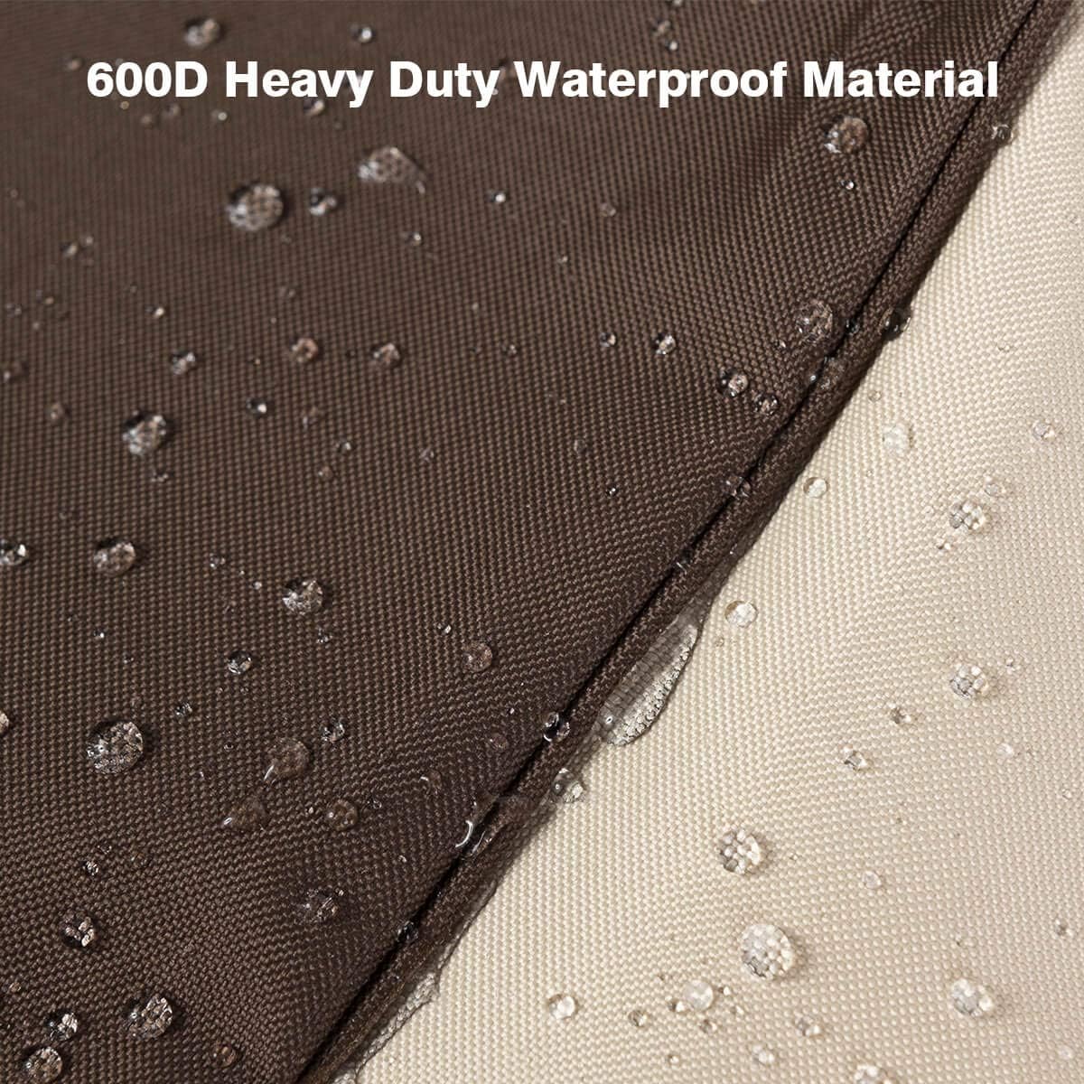 Vailge Waterproof Patio Chaise Lounge Covers - Heavy Duty UV Resistant 600D Fabric | Medium, Beige & Brown (2-Pack)