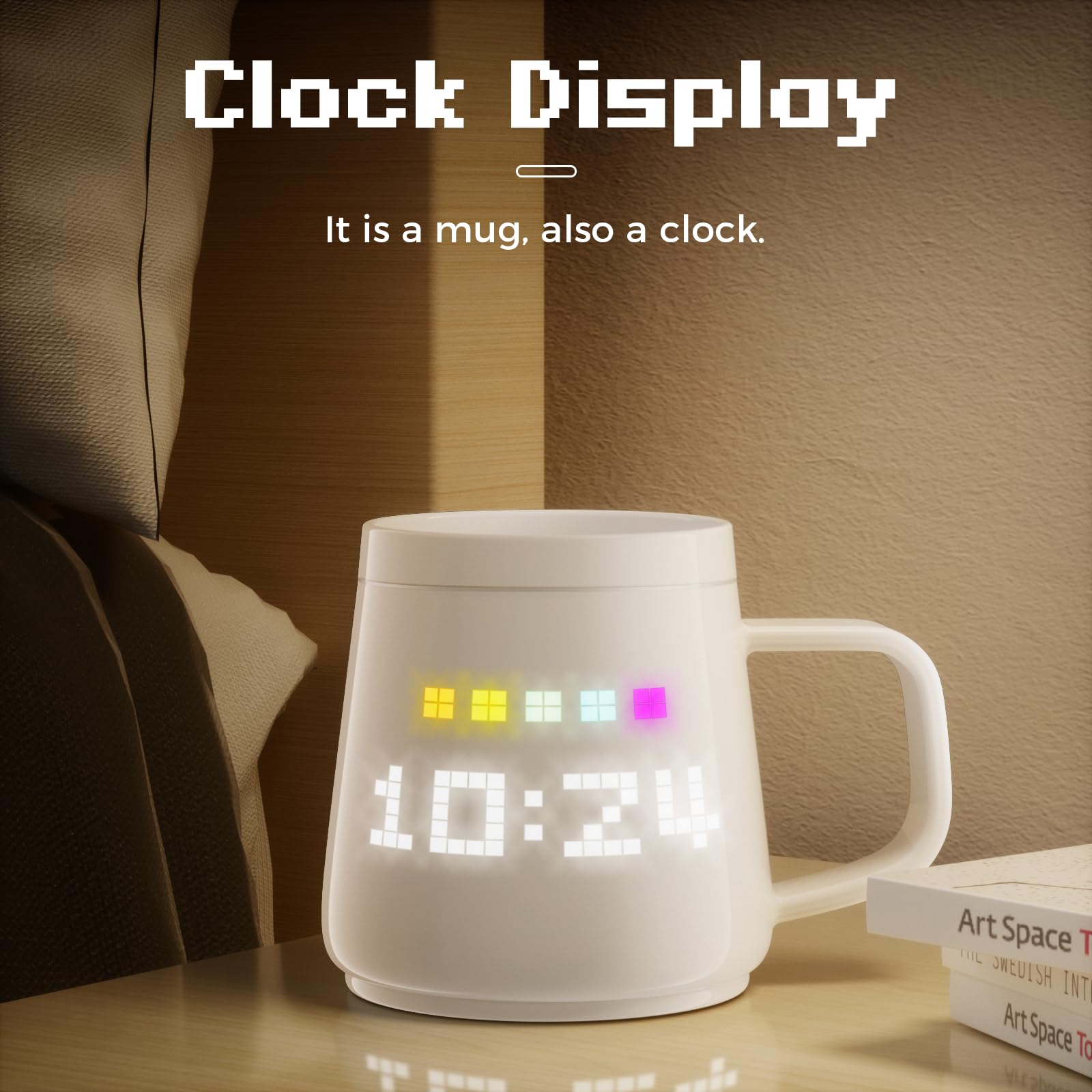 PixelMug P1:AI-Enhanced Smart Mug with Pixel Display|DIY Pixel Art|Remote Interaction|Coffee Temperature Tracking|App Control|Clock|Personalized Gift for Thanksgiving,Birthday,Christmas,Right Handle