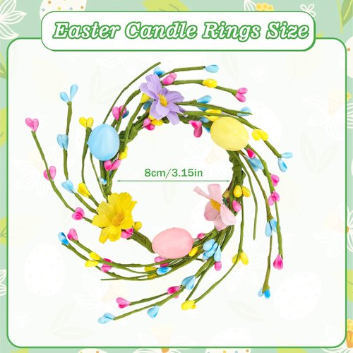 Jansun Easter Candle Rings - 4 Pcs Mini Wreaths with Pink & Blue Eggs | Perfect for Table Centerpieces