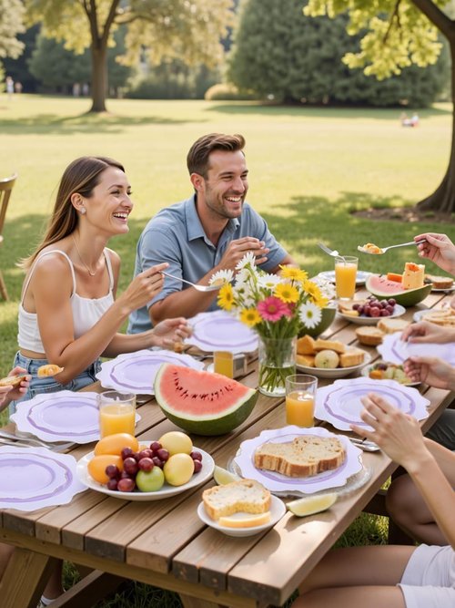 WDF 175Pcs Purple Plates Disposable - Lavender Plastic Plates 25guest Plastic Dinnerware Ideal for Birthday Party/Wedding/Spring/Picnic/Easter