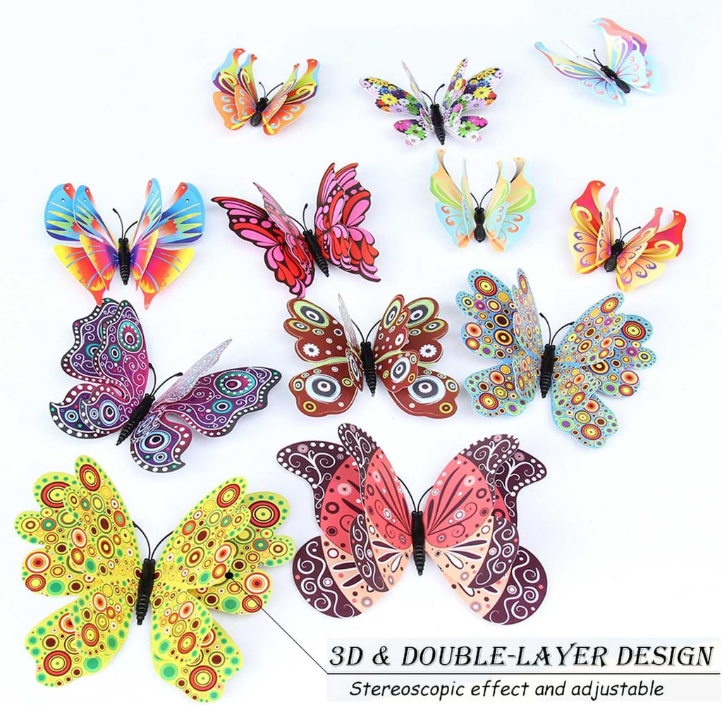 OPSEAM 3D Butterfly Wall Decor - 24/48 PCS Magnetic Stickers for Party Decorations