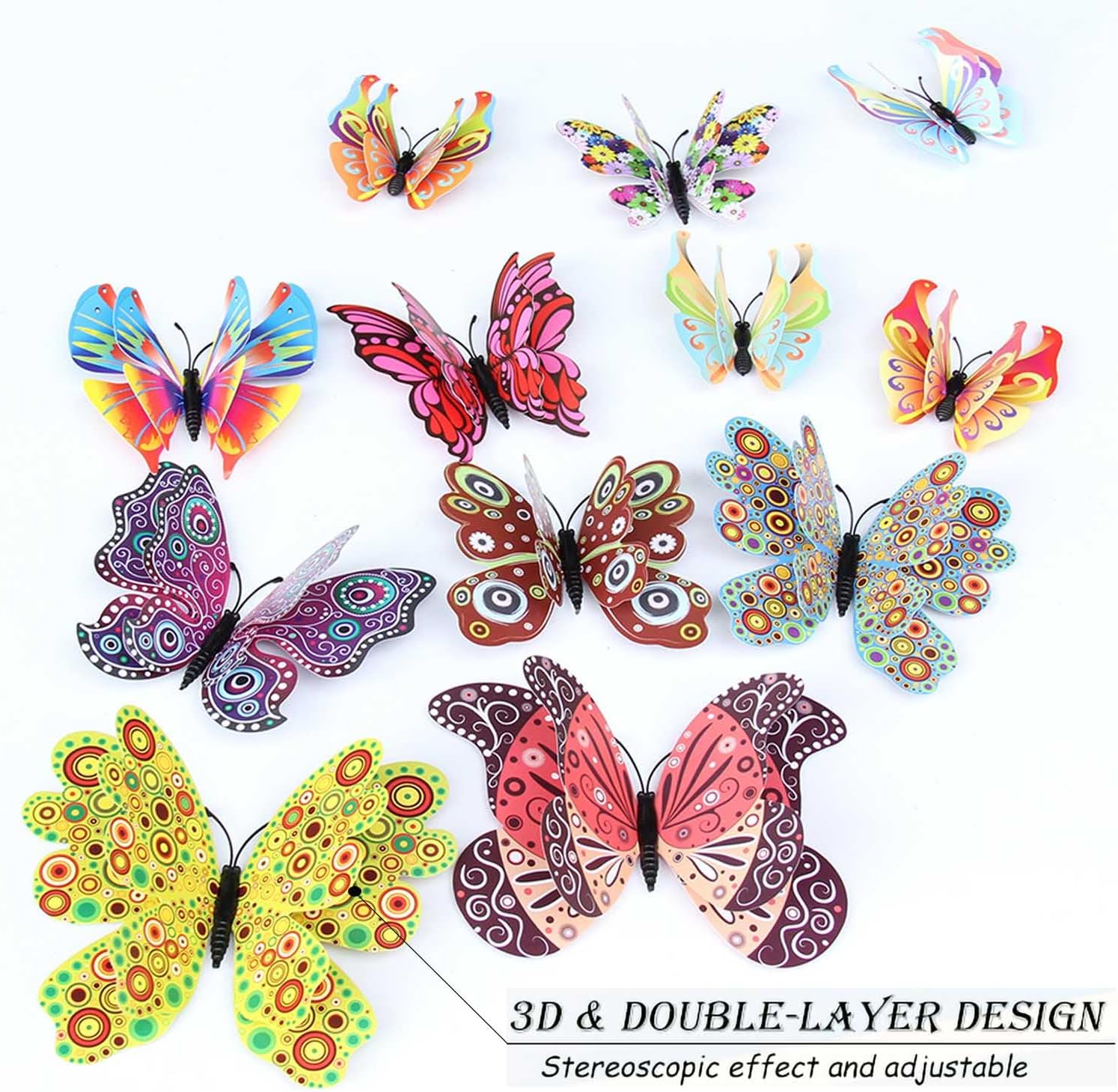 OPSEAM 3D Butterfly Wall Decor - 24/48 PCS Magnetic Stickers for Party Decorations