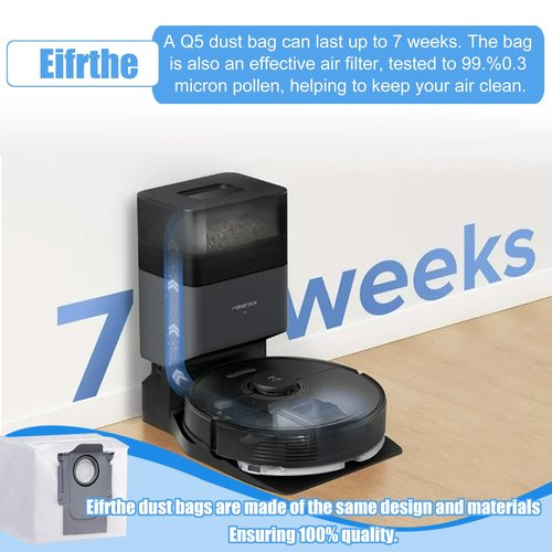12 pack Dust Bags for roborock Disposable Dust Bag Q5 Q5+ Q7 Q7+ Q7 Max Q7 Max+ S7 MaxV Ultra S8+ S8 Pro Ultra Robot Vacuum,roborock q5 bags:3L Large Capacity Disposable Bag Replacement
