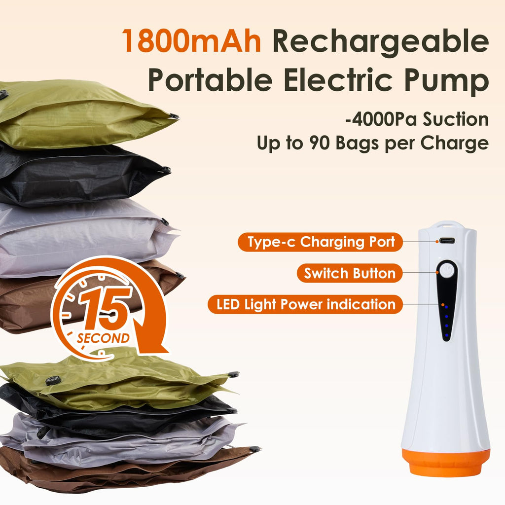Bfhosehold Heavy Duty Vacuum Storage Bags with Electric Pump & Hand Compression, 4 Pack Vacuum Seal Bags for Clothing, Bedding, Space Saver Bags Includes Smart QR Code for Inventory Tracking