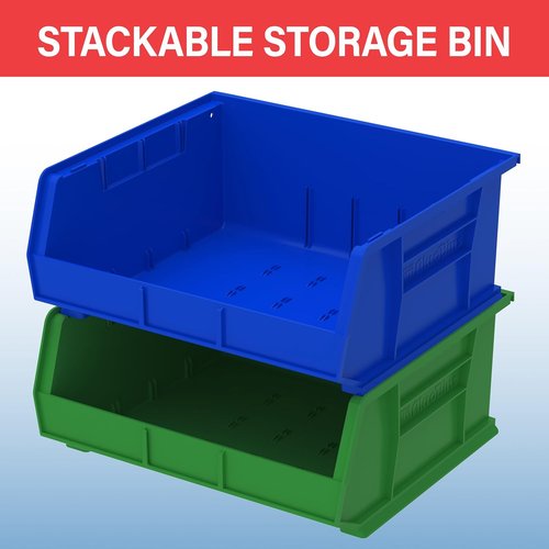 Akro-Mils Plastic Storage Bins - Space-Saving Stackable Organizers for Garage & Pantry | 15" x 16" x 7", Black, 6-Pack