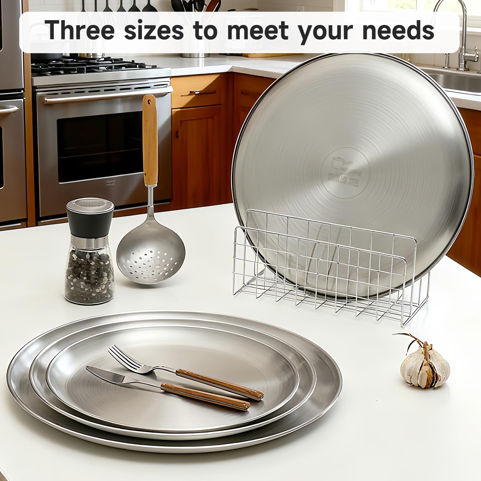 YeKuKing 12 Inch Pizza Pan for Oven Stainless Steel Baking Sheet Round Plates for Cake Pie and Salad Pizza Steel Tray Oven Dishwasher Safe & Easy Clean(1 Pack)