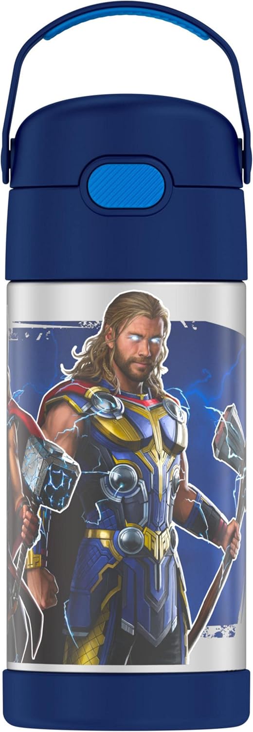 THERMOS FUNTAINER 12 Ounce Kids Straw Bottle - Stainless Steel Vacuum Insulated, Thor Design