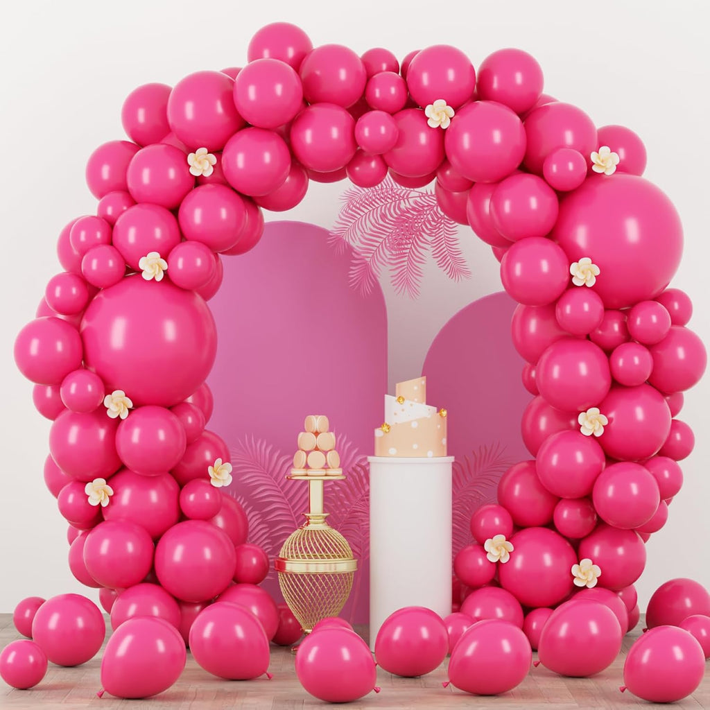 Voircoloria Hot Pink Balloon Garland Kit - 90 Pack in Various Sizes for Graduation, Weddings & Parties