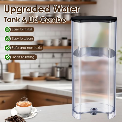 Mysora Water Tank Reservoir Replacement & Black Lid Cover Compatible with Nespresso Vertuo Next, Compatible with Krups XN910B XN9105 XN910C Coffee Machine, Coffee Machines Replacement Parts, Clear