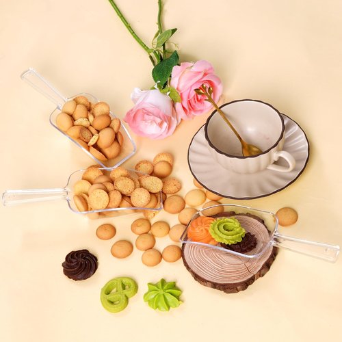 6Pcs Clear Plastic Ice Scoop, 7.5 Inch Multi-purpose Kitchen Scoops for Party Wedding Food Popcorn Snack Cookie Candy Sugar Bar Jars Freezer Dry Goods (Clear)