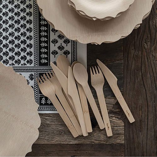 Bambu Pack of 250 - Bamboo Forks Disposable Set, Biodegradable Eco Friendly Products, Bamboo Utensils for Events, Compostable Cutlery - Bulk Case