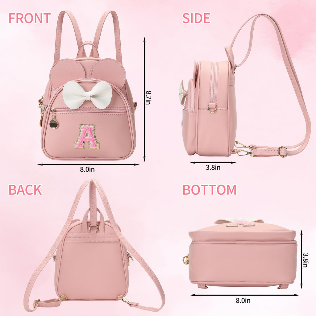 VLJTM Birthday Gift for 2 3 4 5 6 7 8 9 10 Year old Girls Personalized Initial Toddler Mini Backpack Purse for Kids-Pink-A