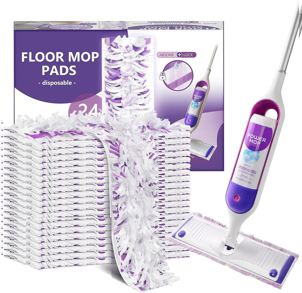 Skiennix Power Mop Refills - 24 Count Disposable Pads for Quick, Absorbent Multi-Surface Cleaning
