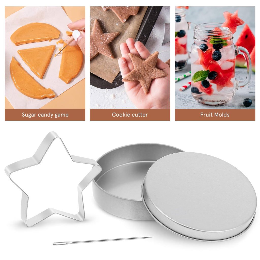 PRETYZOOM Set of 12 Korean Sugar Candy Making Tools, Dal-gona Stainless Steel Cookie Cutters Game Kit Mold with Umbrella, Triangle, Star Round Biscuit Mold for Christmas, Valentine's Party Kits