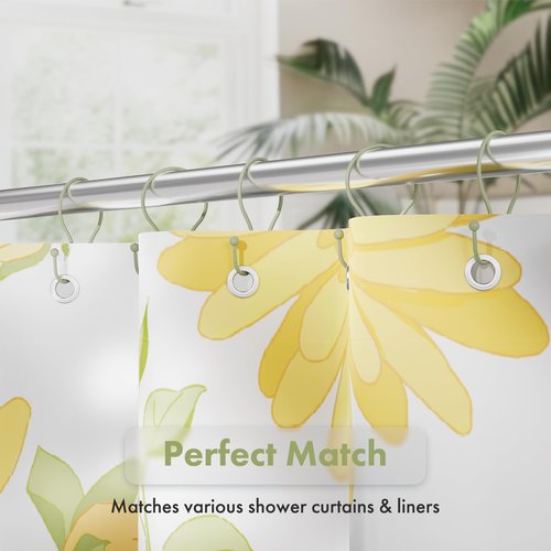 AmazerBath Shower Curtain Hooks Sage Green Shower Curtain Rings, Simple Double Hook Shower Curtain Hooks Rust Proof, Smooth Sturdy Metal Shower Hooks for Shower Curtain Rod, 12 Pcs Shower Rod Hooks