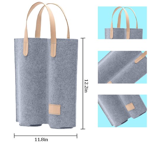 Daphilly Wine Bags - 2 Bottle Felt Gift Bags for Wine, Perfect for Birthday, Wedding, Graduation, Christmas & Thanksgiving