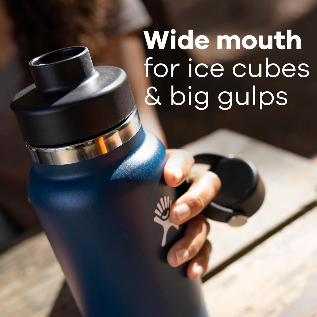 Hydro Flask Water Bottle - Insulated Stainless Steel - Wide Mouth Chug Lid, Non Spill, Leakproof in 40 Oz Black
