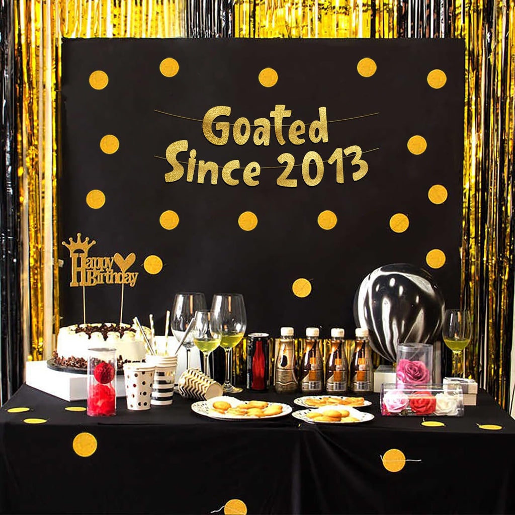 Pre-Strung Goated Since 2013 Gold Glitter Banner - 13th Birthday and Anniversary Decorations for Teen Boys and Girls - Party Supplies and Gifts
