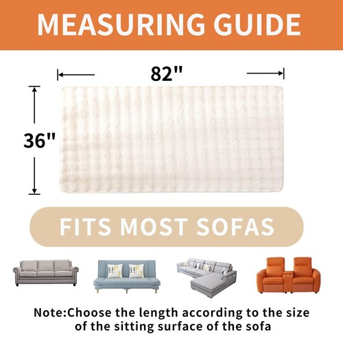 Hittun Waterproof Dog Bed Cover Non Slip Couch Covers for Dogs Washable Soft Faux Fur Sofa Cover Couch Covers for 3 Cushion Couch Sofa Pet Friendly (Off White)