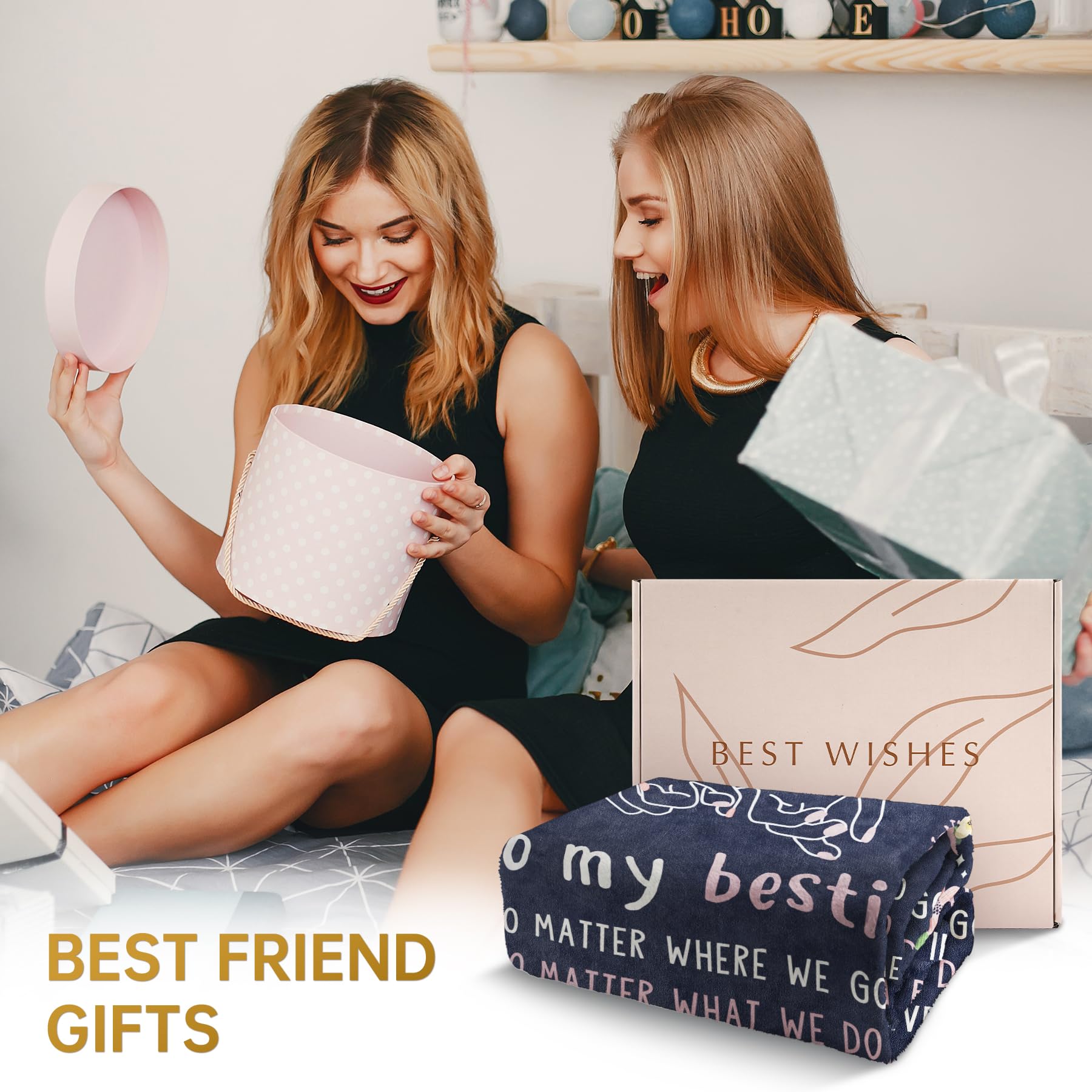 GiltGlimmer Friendship Gifts for Women, Best Friend Birthday Gifts for Women, Best Friend Blanket Gift, to My Bestie Throw Blanket for Christmas 80" x 60"