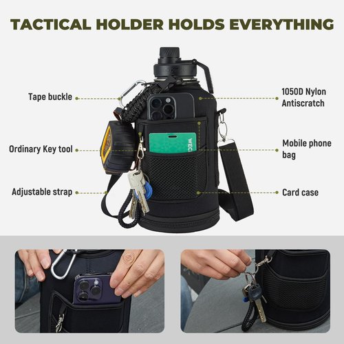 2 Pack 128 oz Insulated Water Bottle, Triple Wall Stainless Steel Flask, Keeps Drinks Cold for 48 Hrs Leak-Proof & BPA-Free Half Gallon Jug with Paracord Handle, Straw & Spout Lids(2 pack, Army Green)