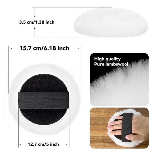 Verigud 4 Pcs 5'' Reusable Lambswool Applicator Pads for Wood Stain, Waxes & Oil-Based Finishes