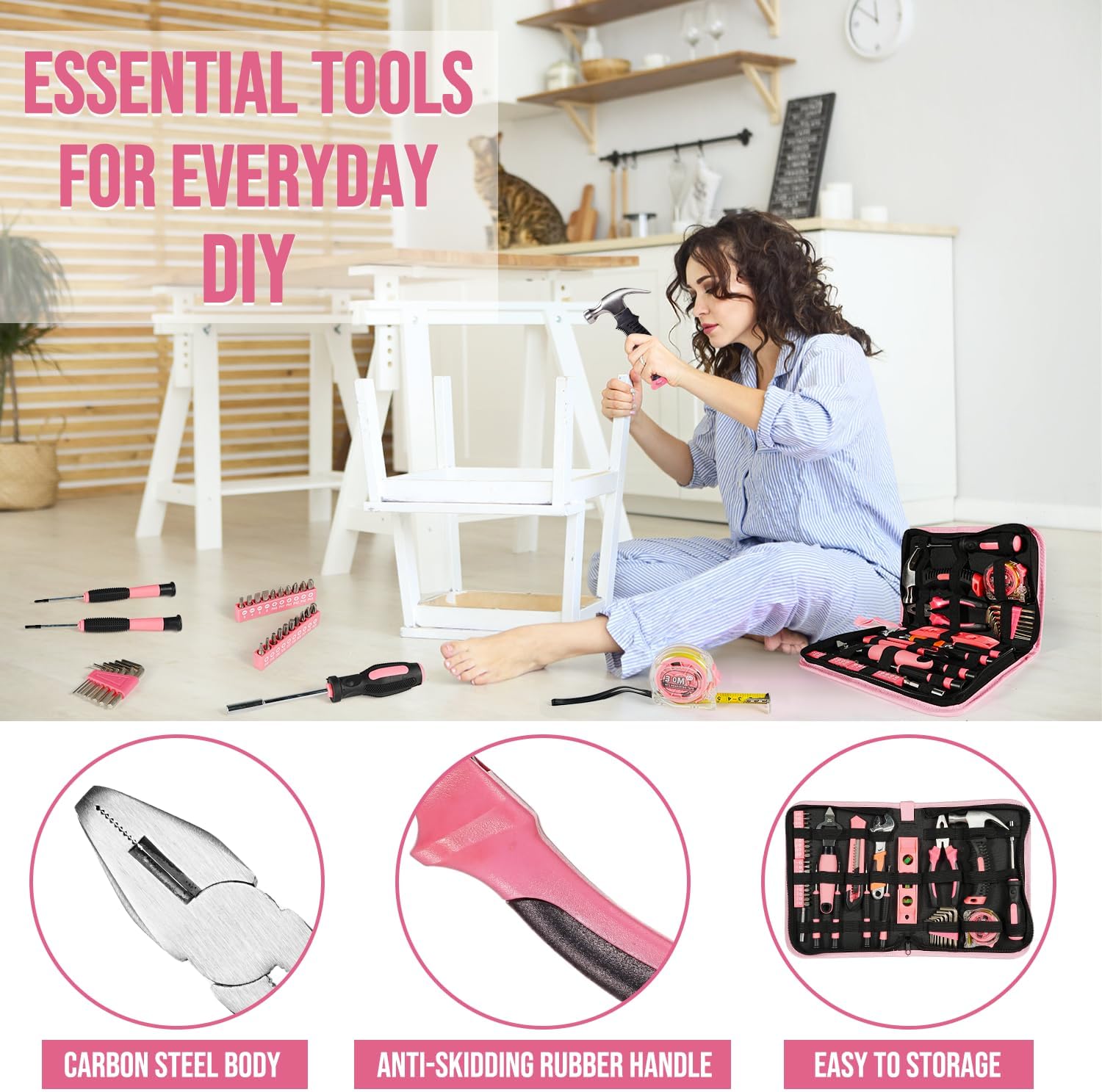 Skiennix Household Tool Advent Calendar - 24-Day Pink Countdown Kit for Women & Teens | Perfect Christmas Gift