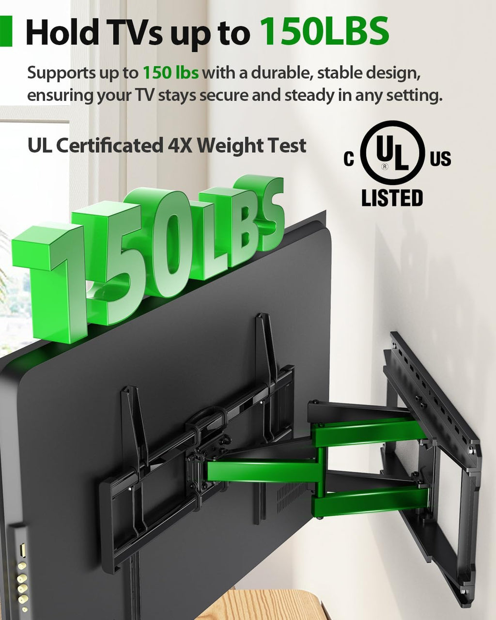 USX MOUNT Full Motion TV Wall Mount - Fits 42-97 Inch TVs Up to 150 lbs | Swivel & Tilt Design, Max VESA 600x400mm