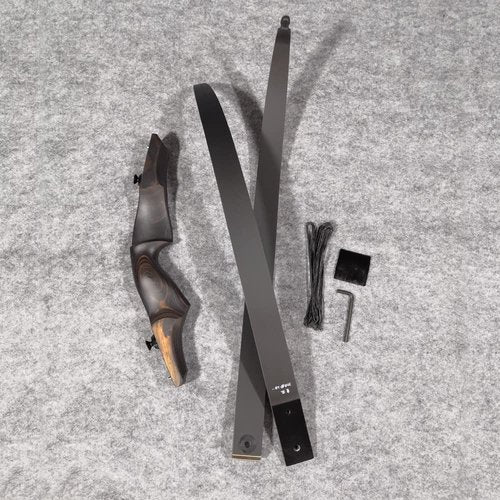 60" Black Hunter Takedown Recurve Bow 20-60 Lbs Traditional Wood Right Handed Bow American Hunting Longbow for Hunting Target Practice (Black Brown, 30 Lbs)