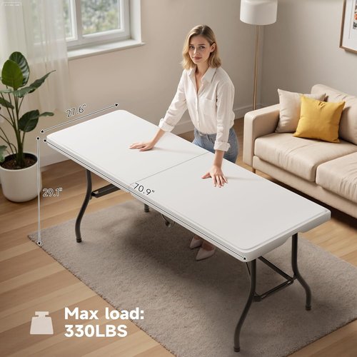 Heavy Duty Folding Table by [Brand Name] - 6 Foot, 330LBS Capacity, Sturdy & Portable for Indoor/Outdoor Use