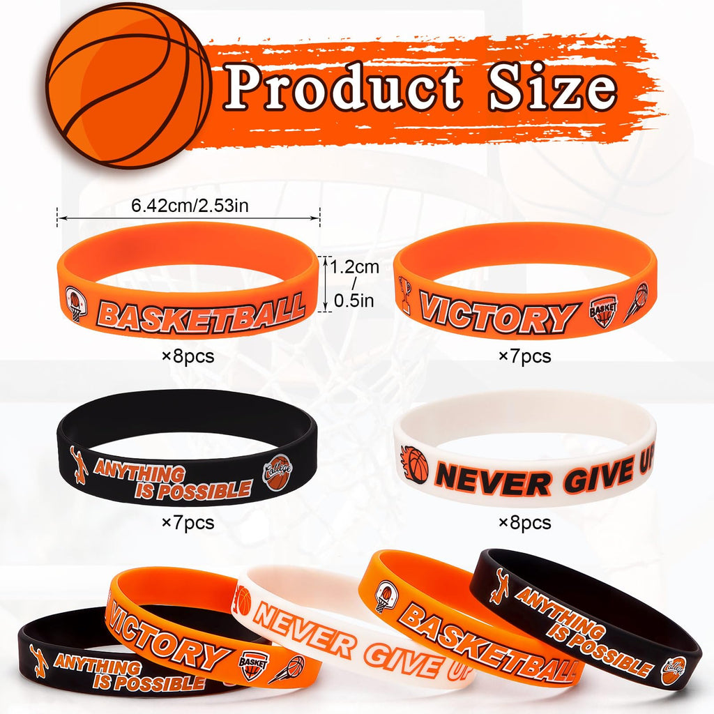 VICROIC 30 PCS basketball silicone bracelets Rubber wristbands, basketball motivational Silicone bracelets for Team Awards Gifts Sports Themed Party Favors