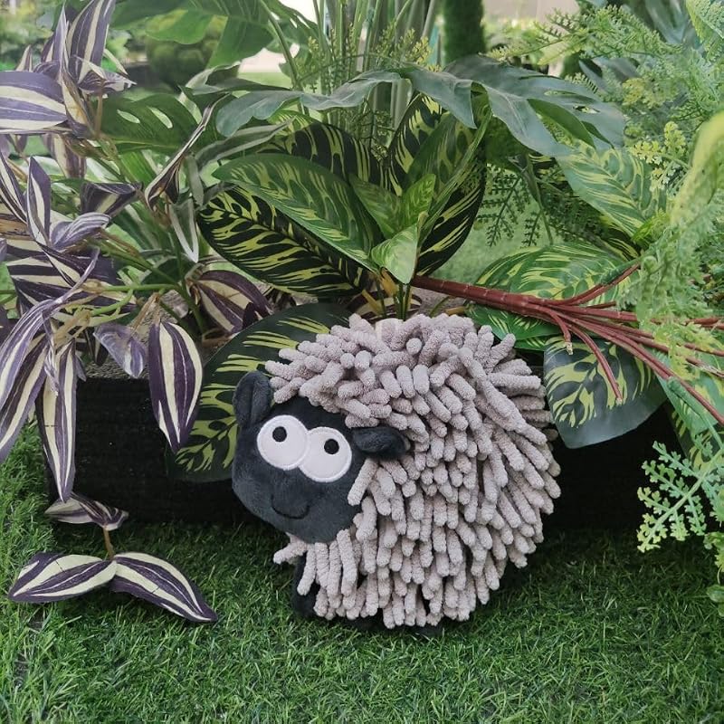 Heikrdo Funny Sheep Hand Towel - Soft Absorbent Hanging Washcloth - Grey