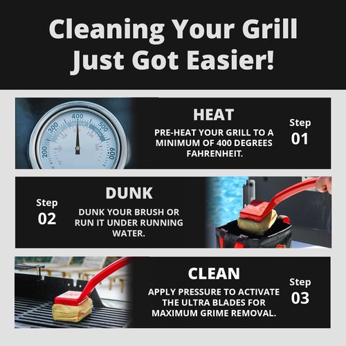 Grill Rescue BBQ Cleaning Head - Bristle-Free Grill Brush for Cast Iron & Stainless Steel Grates | Durable & Unique