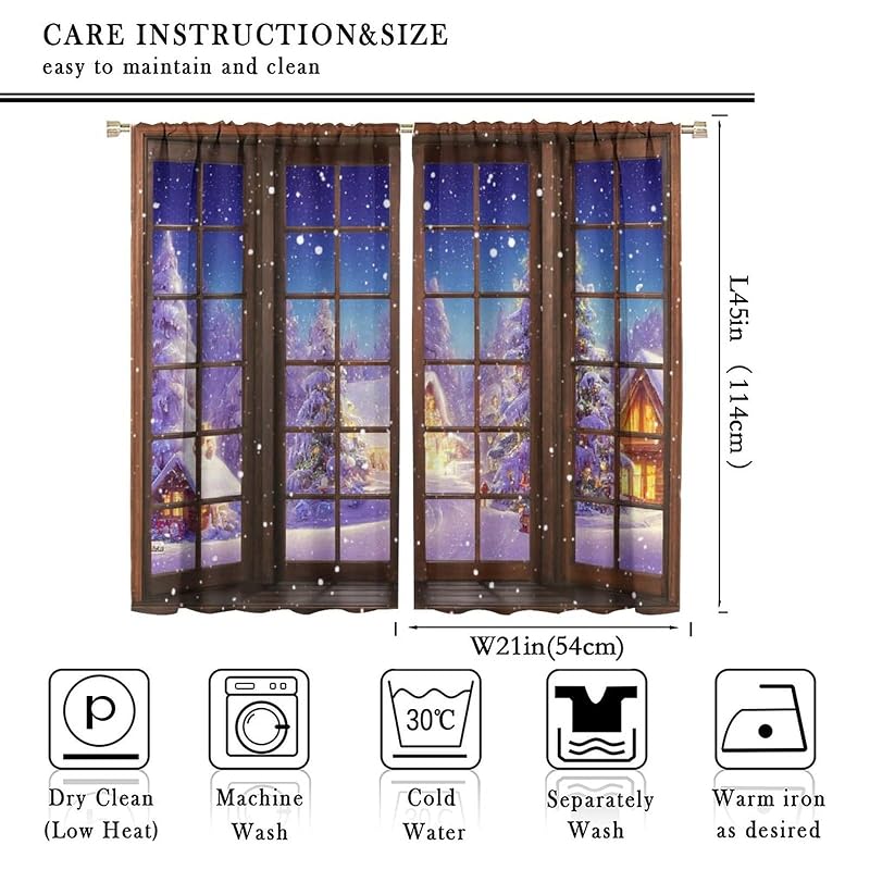Winter Snow Christmas Curtains - 42x45in Blackout Drapes for Living Room & Bedroom (Variation: Winter Snow-2+21" W x 45" L)
